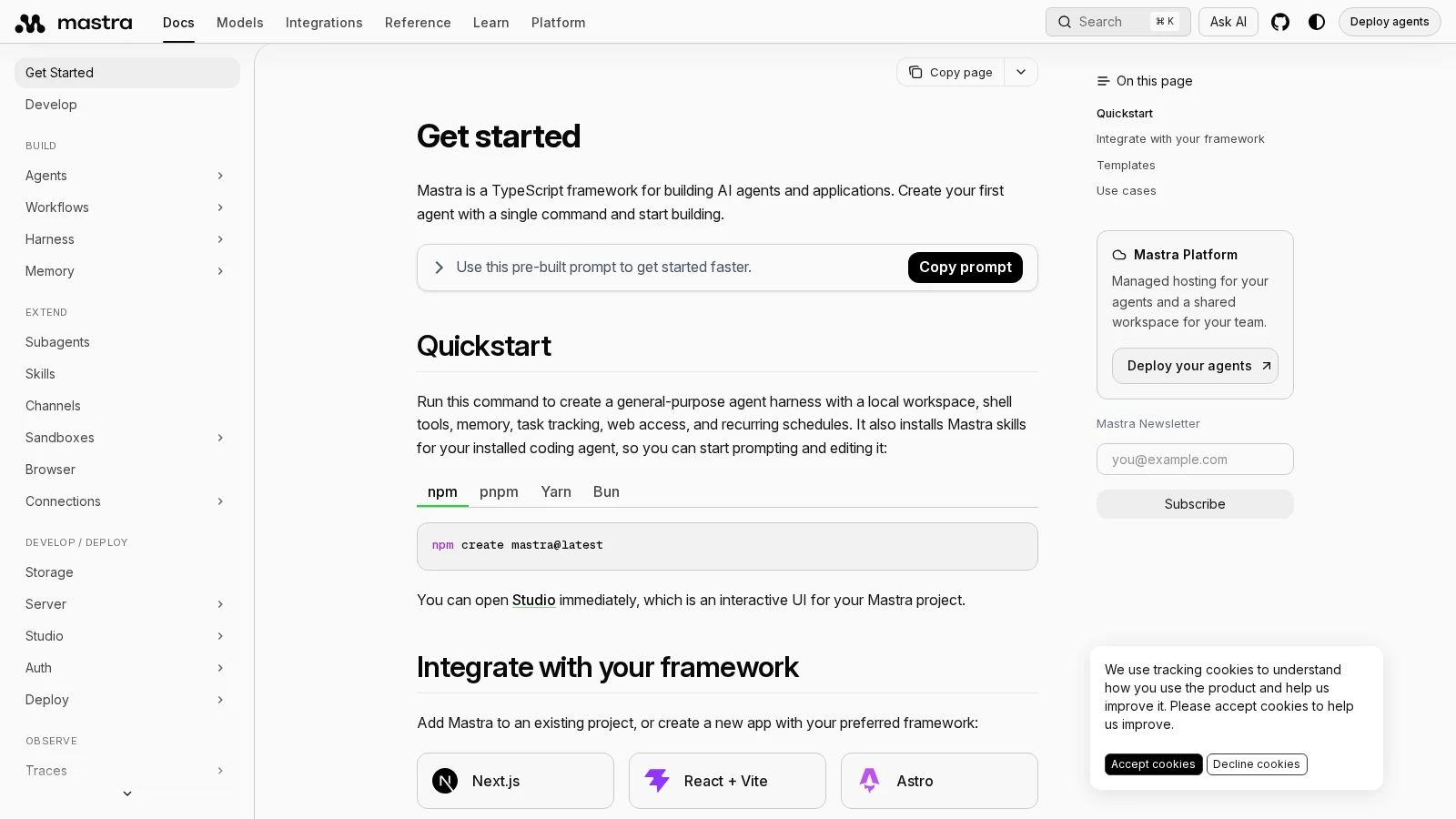 Mastra TypeScript AI agent framework and developer playground
