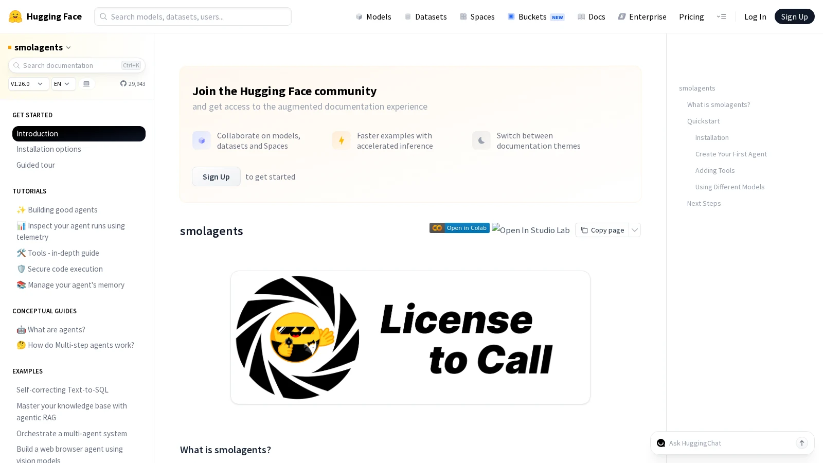 Hugging Face Smolagents code-executing Python agent framework documentation