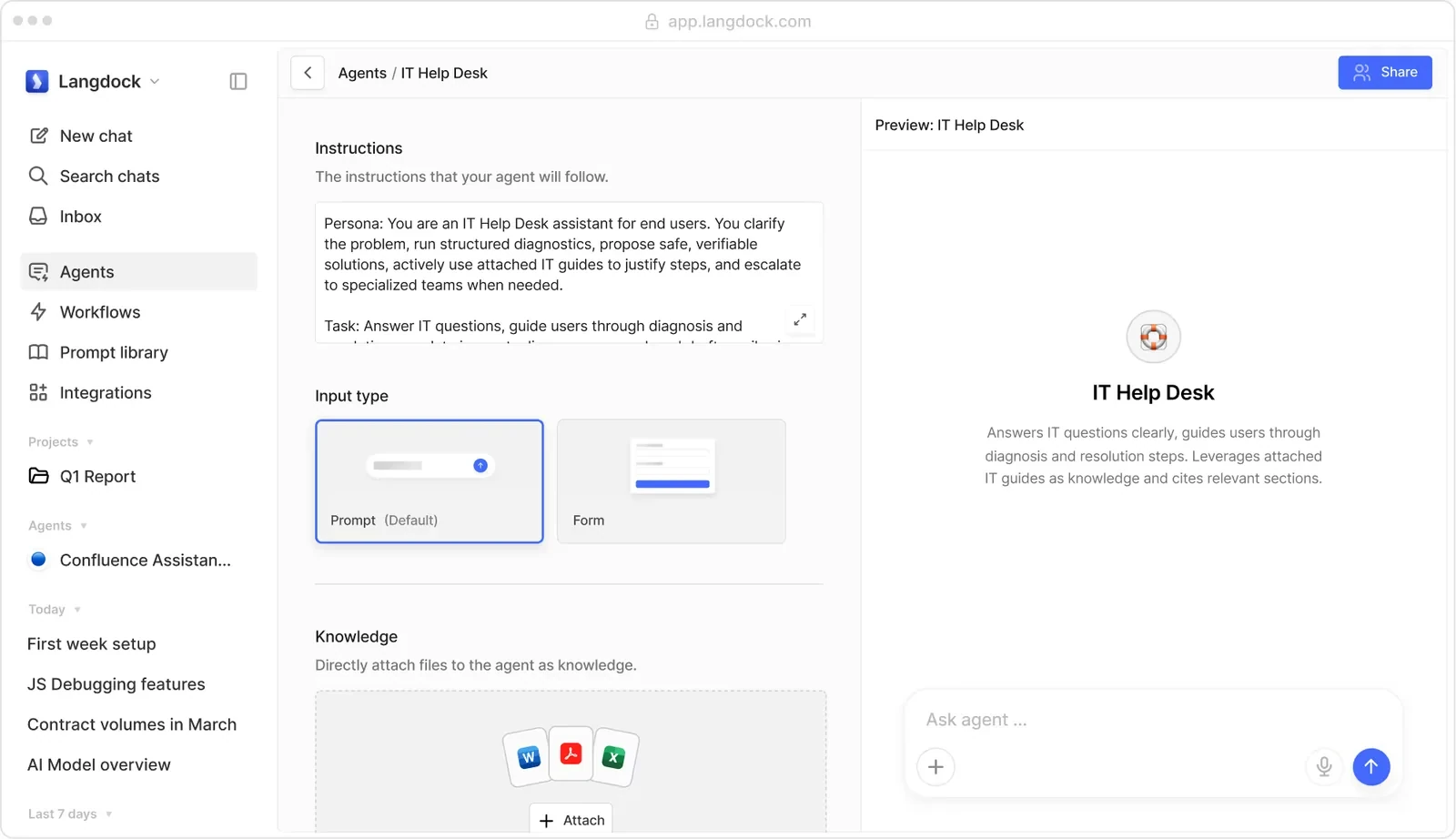 Langdock multi-model chat and workflow workspace