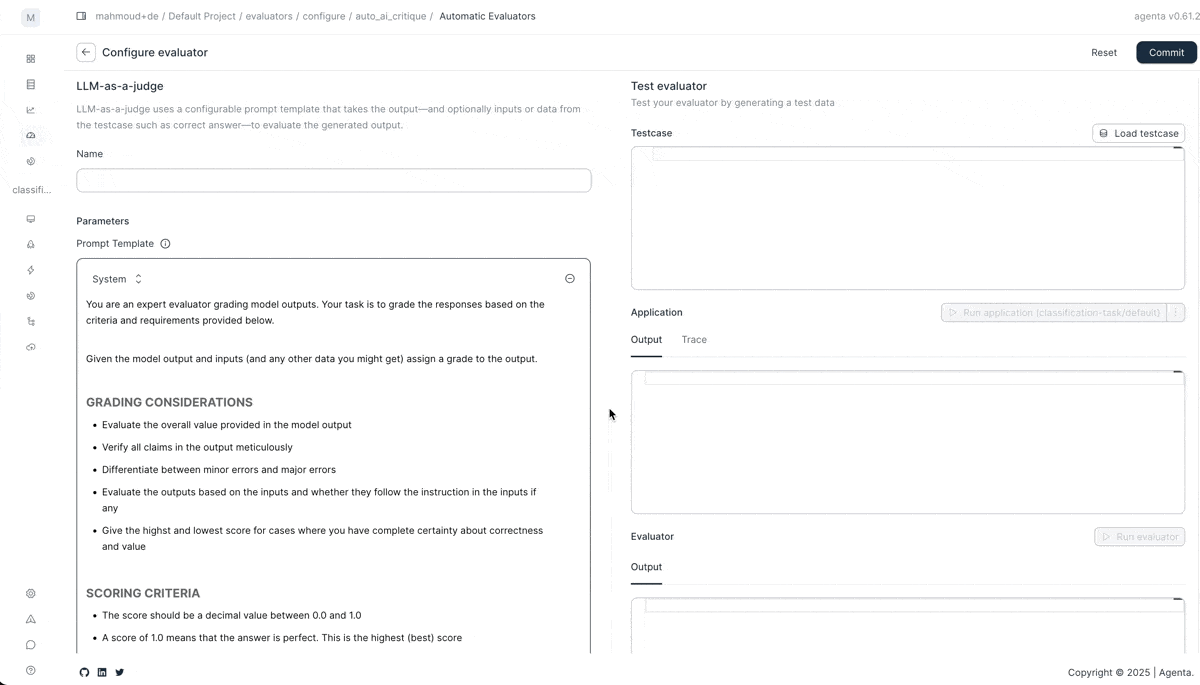 Evaluator Configuration