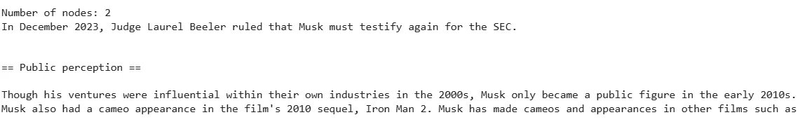 Output of the request